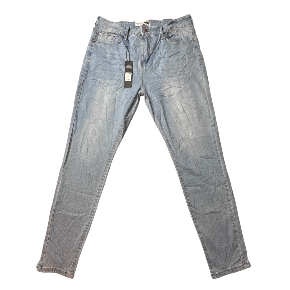Fashion Nova Jeans Women 15 Light Wash She's Fire Stretch Skinny Denim High Rise